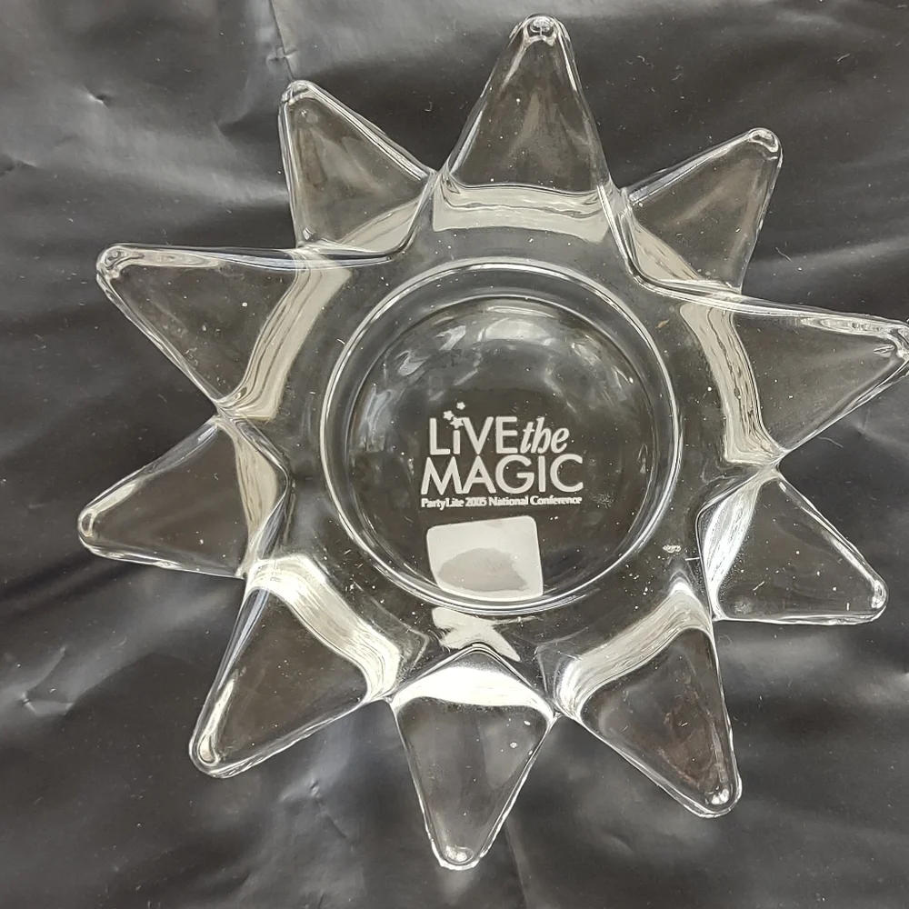 PartyLite Clear Glass Flaming Star Candle Holders. New In box